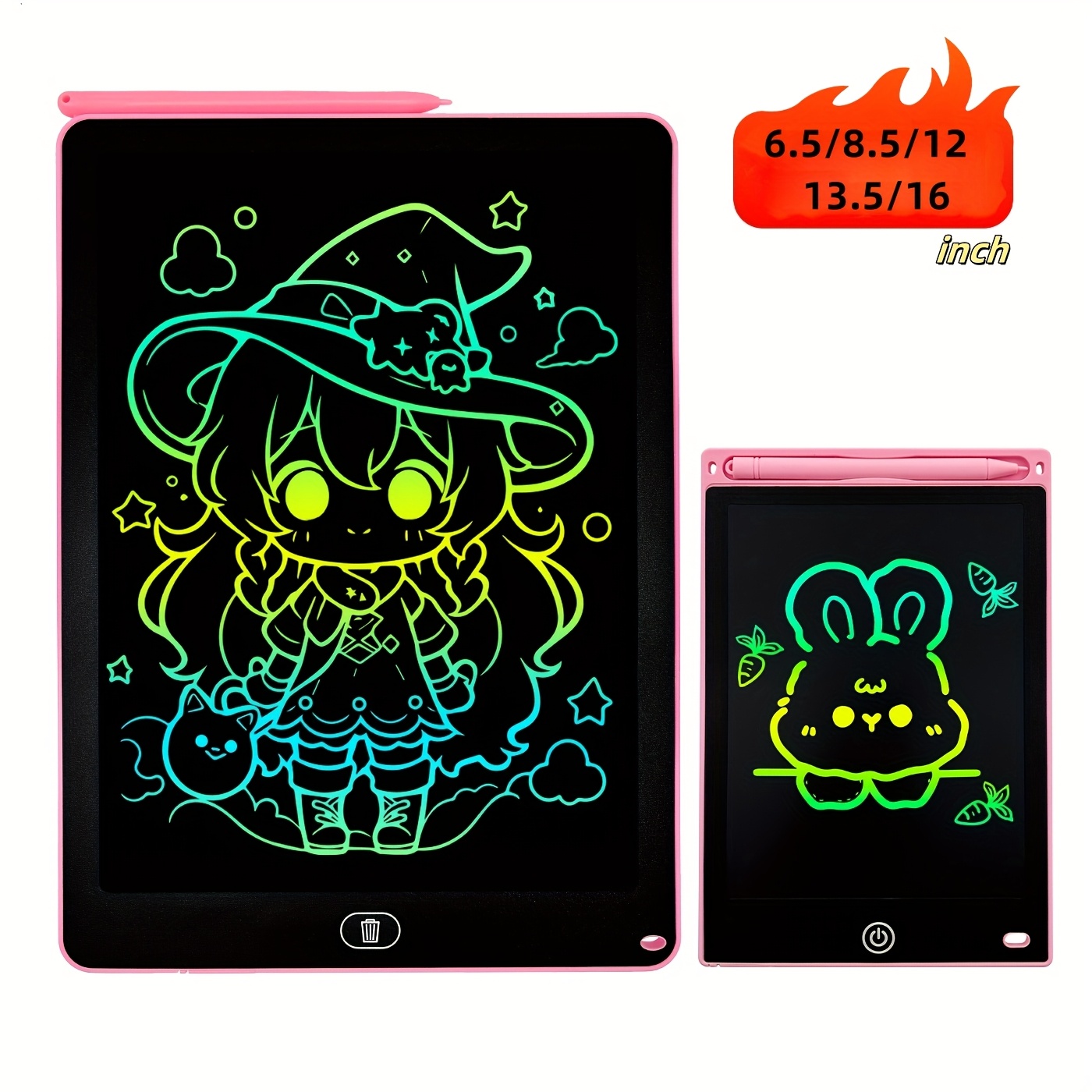 La tableta de escritura LCD está disponible en tamaños de 6.5, 8.5, 12 y 40.64 cm, atendiendo a diversas necesidades. Permite borrar fácilmente con un clic los garabatos, lo que permite la creatividad en el dibujo, cálculos, notas y borradores. - Imagen 4
