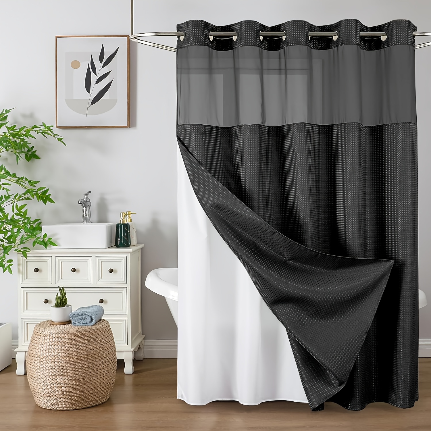 colorful star no hook waffle shower curtain with   fabric shower curtains with mesh top window hotel luxury heavy duty bathroom curtain and liner set 72 x 75