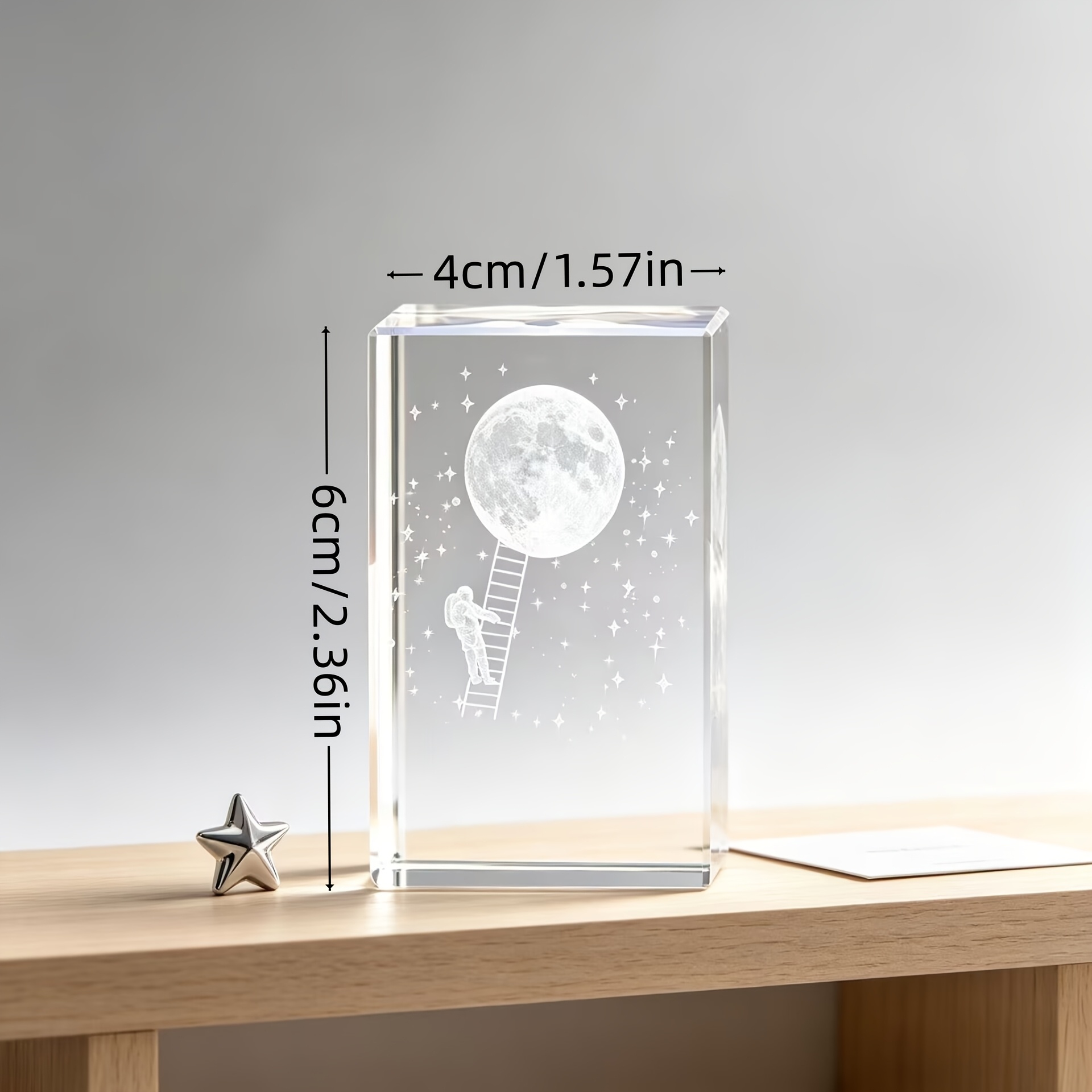 TEMU Ornamento in con astronauta che sulla Luna intagliato internamente in 3D, di con cielo stellato decorazione da scrivania, regalo di compleanno