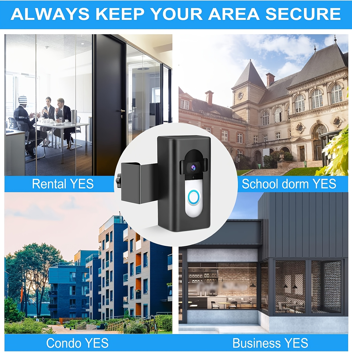No-Drill Video Doorbell Mount for Easy Installation