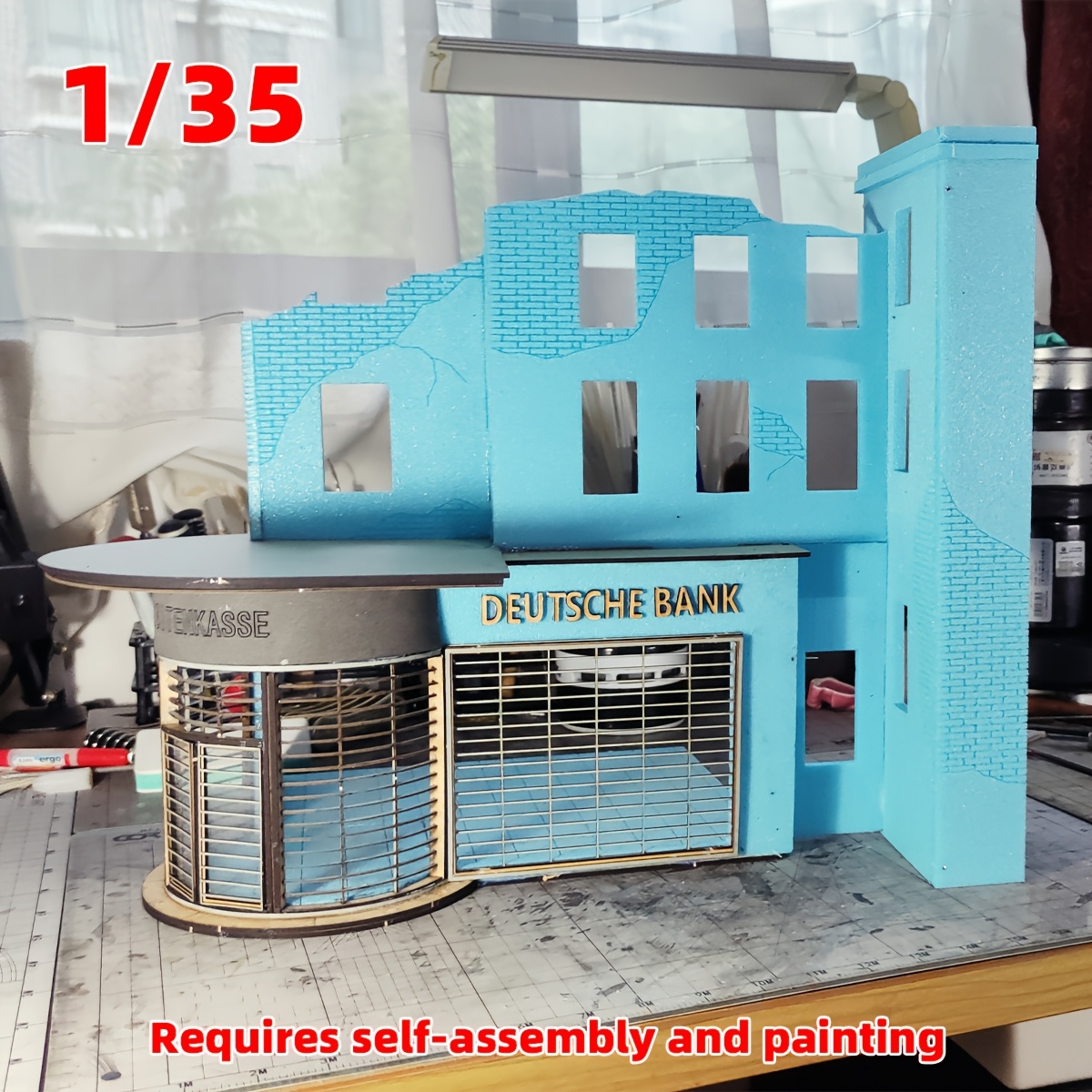 Architectural Miniature Building Kit, German Bank Diorama
