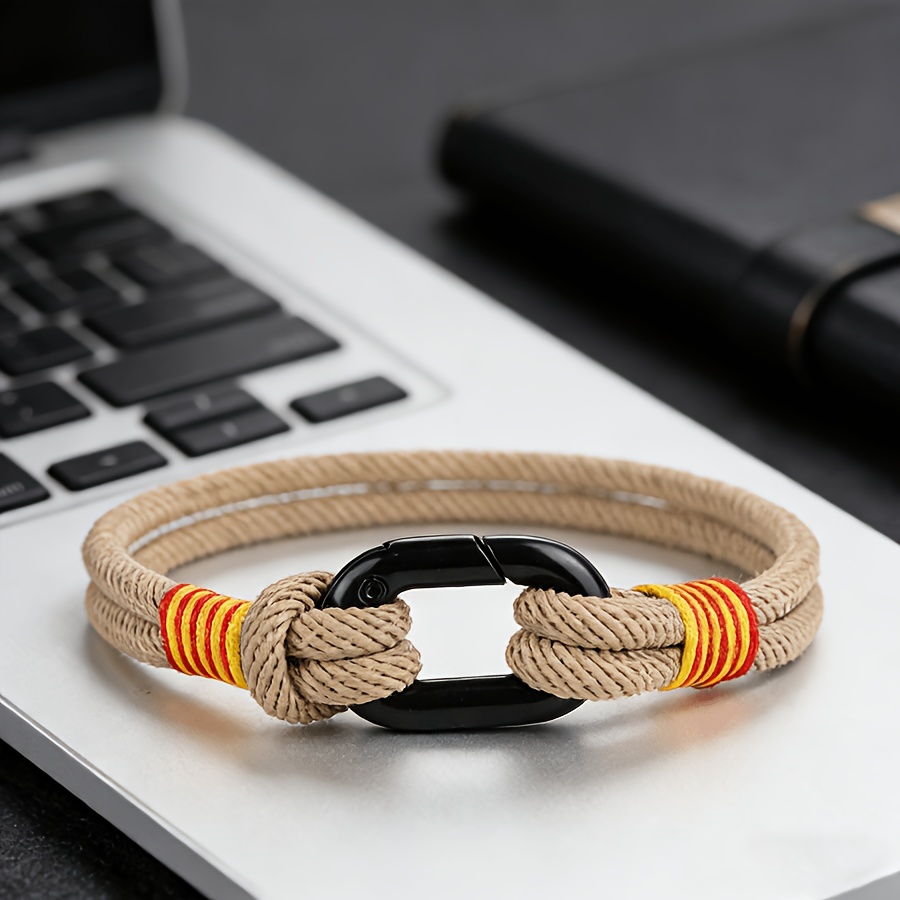 TEMU Pulsera de cuerdas de nailon de calidad para hombres, con un diseño de capa desmontable para joyería