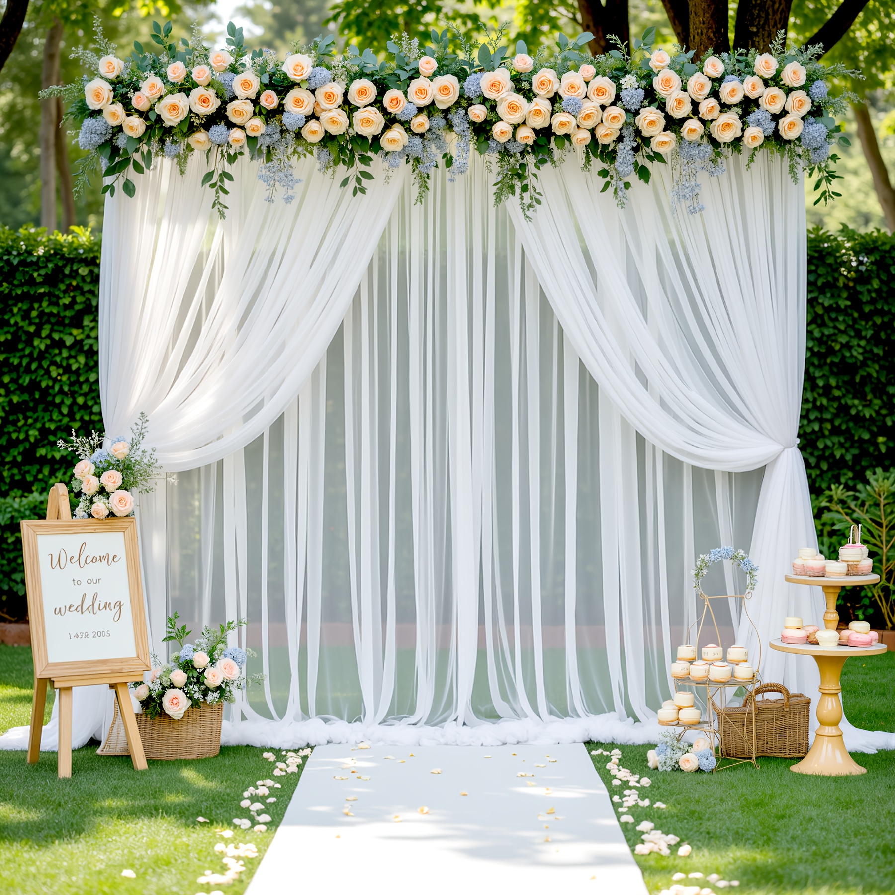 6pcs, polyester backdrop curtain for parites, photo booth