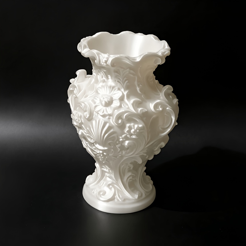 TEMU Flacon d'aromathérapie vide à gaufrage floral 3D de style baroque européen, ornement décoratif de diffuseur à roseaux avec bâtonnets en rotin et