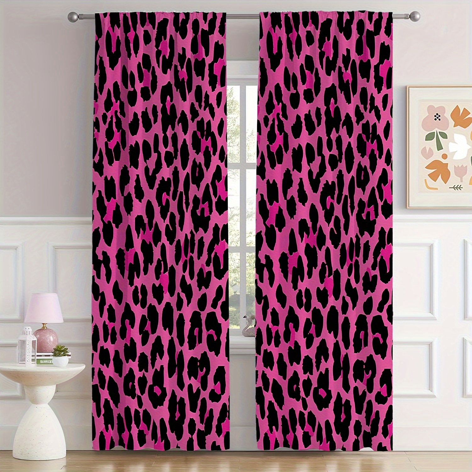 

Chic Leopard Print Curtain Set - 2pcs, Machine Washable, Bedroom, Living Room & Office Decor, Curtains For Living Room