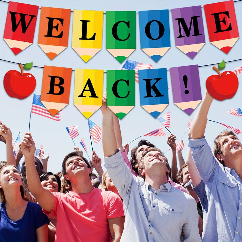 Bannière Fanion Welcome Back 5 M – Déco Fête, Retour à L’école, Mariage, événements Familiaux