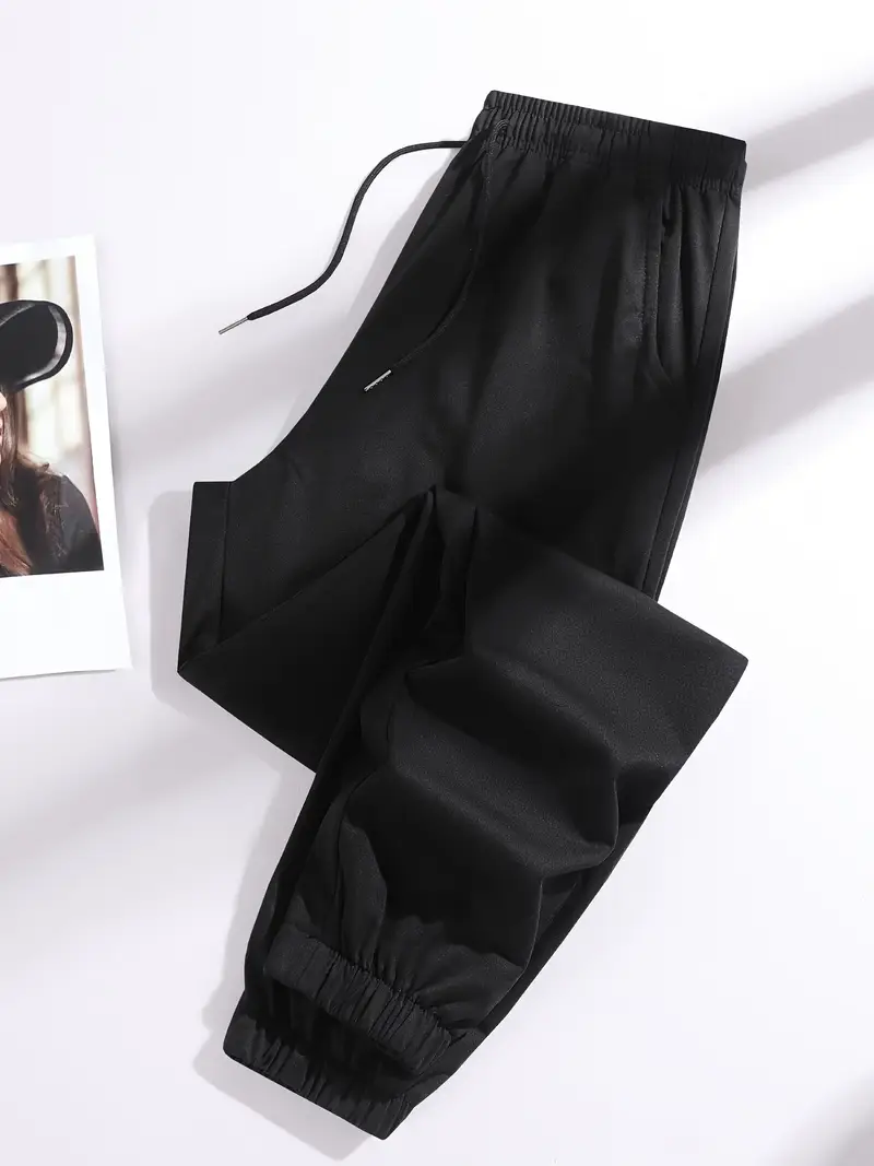 pantalon taille haute pour femme avec ceinture à cordon, tissu élastique, poches latérales et design froncé pour le camping et le port - noir, extérieur | pantalon à ceinture froncée | pantalon en tissu extensible Détails du produit 33