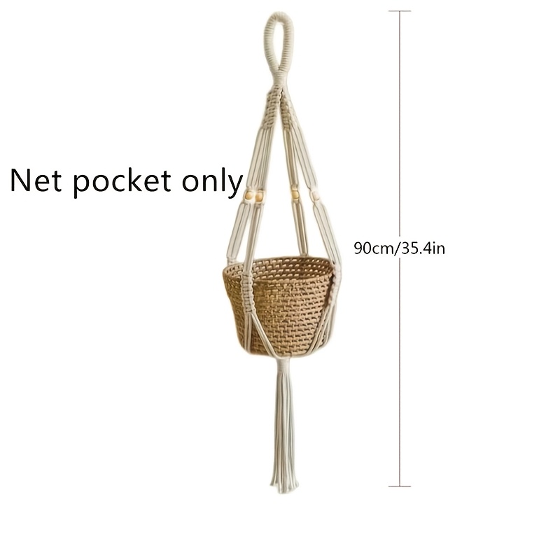 TEMU Hand-woven Rope Planter Hanging Basket, Indoor Green Plant Decorative Hanging Ornament, Suspended Planter To Room Ambiance, Portable Hanging