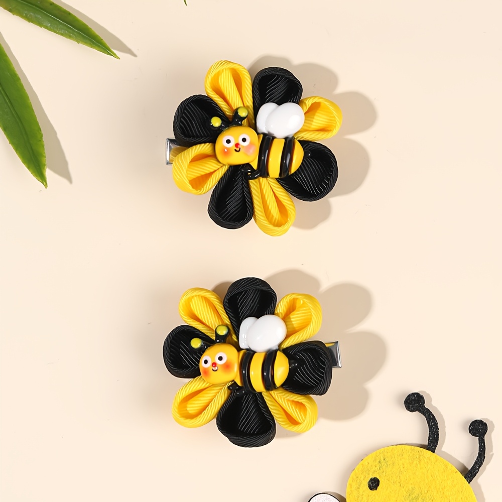 TEMU 2pcs Bee & Ladybug Hair Clips For Women - Cute Flower-shaped Hair Barrettes For, Color Block Hairpins, Perfect Insect Hair Accessories For