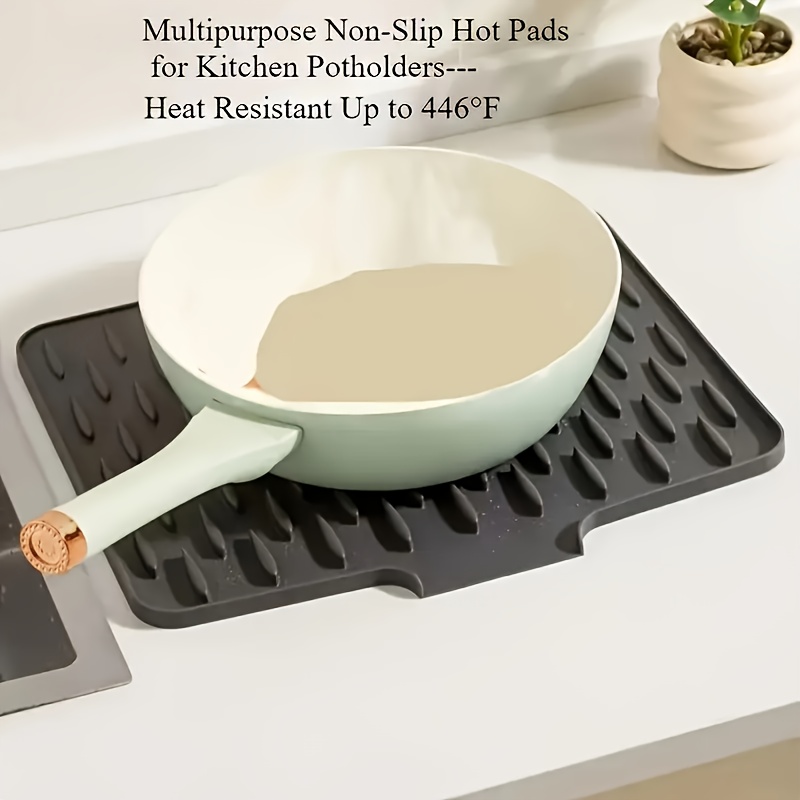 Virtuvės -slip silikoninė drenažinė kilimėlė, indų dėklė, 40 cm x 32 cm, integruotas vandens nuleidimo dizainas, atspari karščiui ir lengvai valoma, tinka stalviršiams, kriauklėms ir šaldytuvams