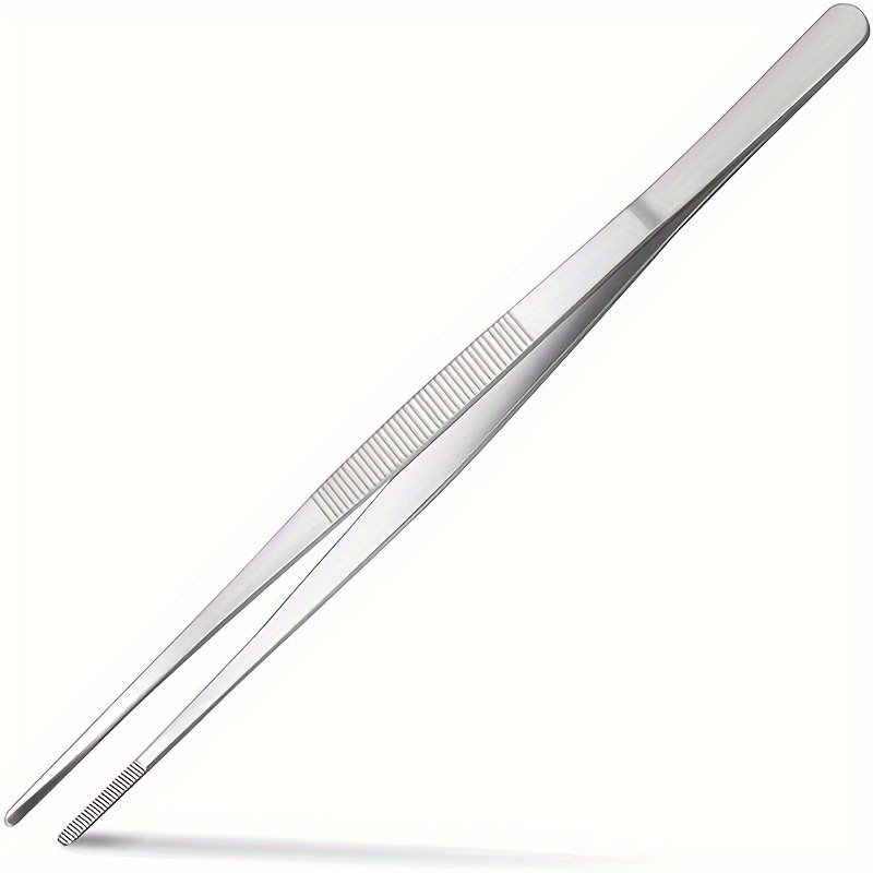 1pc Extra-long Stainless Steel Bbq Tongs - Non-slip, For & Outdoor Grilling, Durable & Easy To Clean