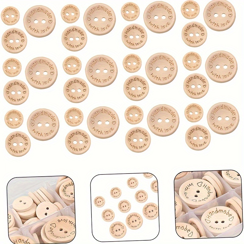 

150pcs Wooden For - Engraved 2- Sewing (15mm/20mm/25mm) For Scrapbooking, Sewing, Diy - Wood Set