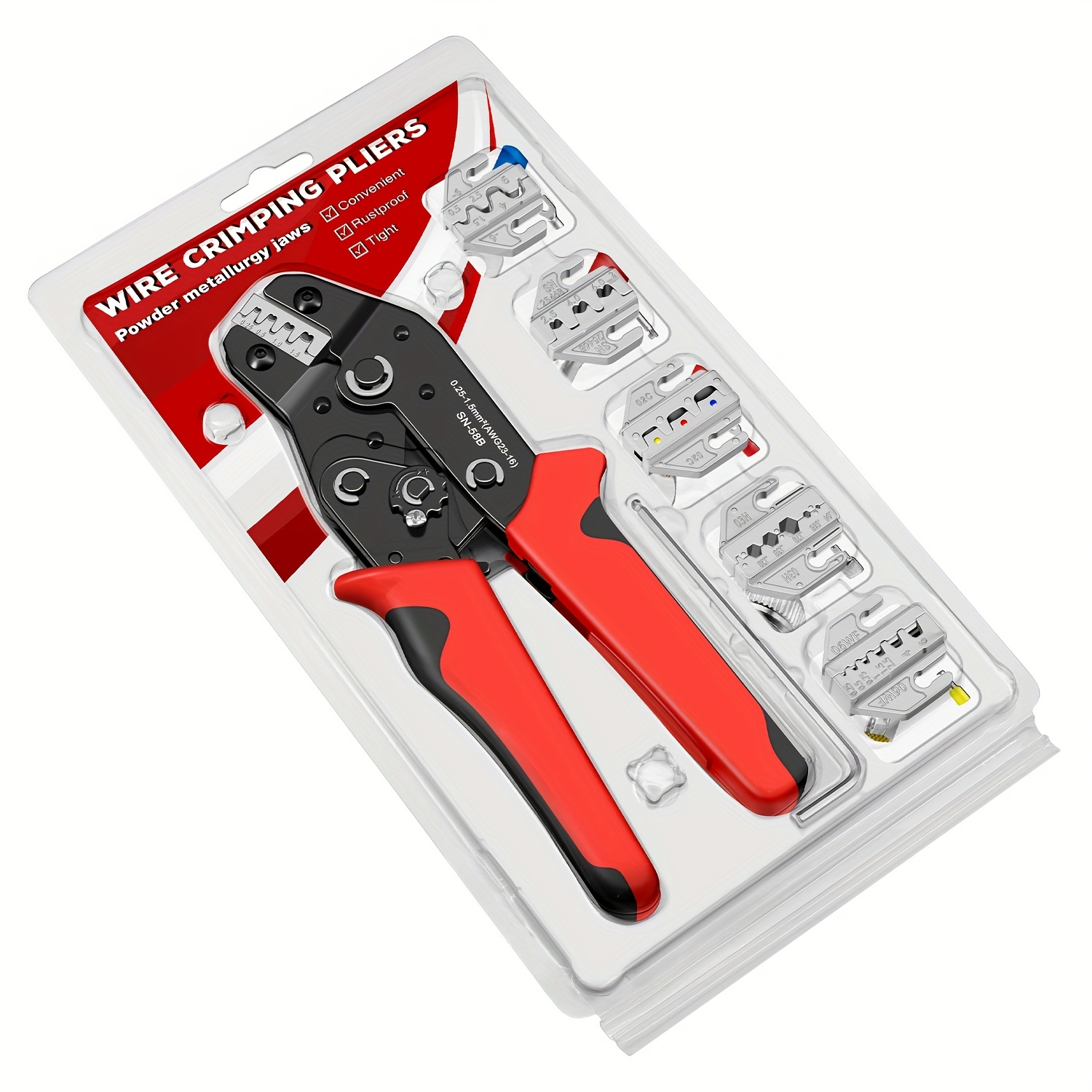 E-shop SN-58B Austauschbarer Crimpzangen-Satz mit Inbusschlüssel, geeignet für Rohr-/Feder-/Photovoltaik-/Blankkabel-Crimp-Set