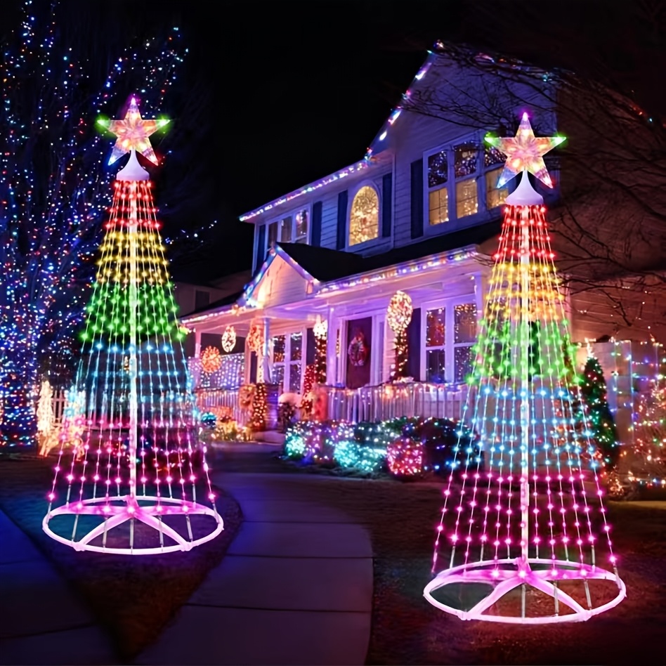 TEMU Christmas Tree Lantern, Star 6ft 205 Led Outdoor Christmas Tree, Ip44 Waterproof, Outdoor Christmas Tree Light Show, Suitable For Courtyard,