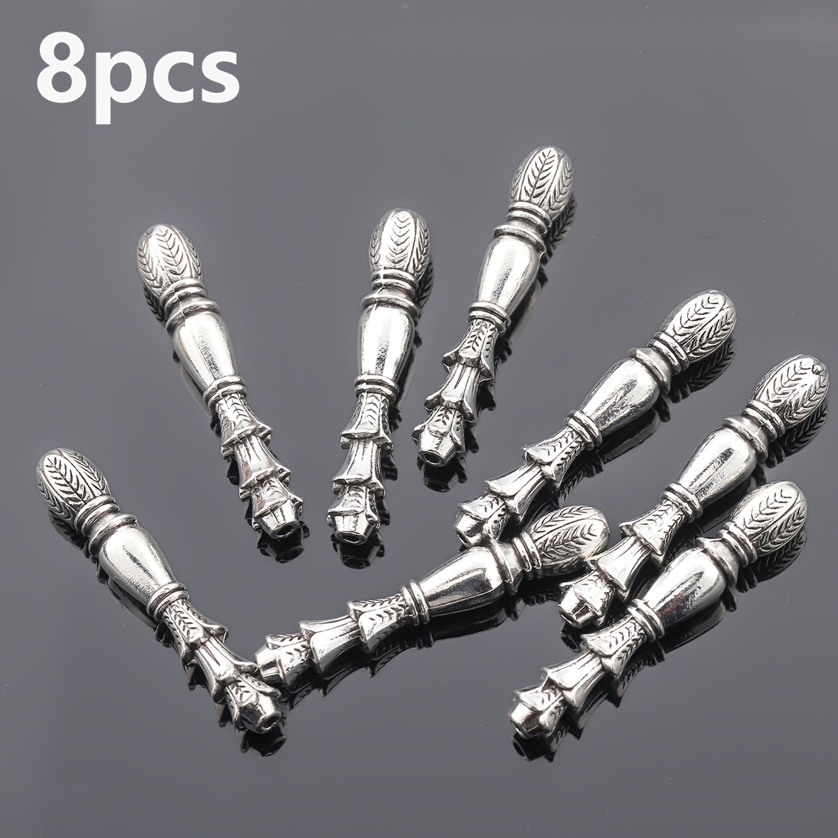 TEMU Chapelet à motif dentelle 16pcs/8pcs, perles d'espacement géométriques 37mm, tête ovale, motif de feuille perforée, perles décoratives, bordure