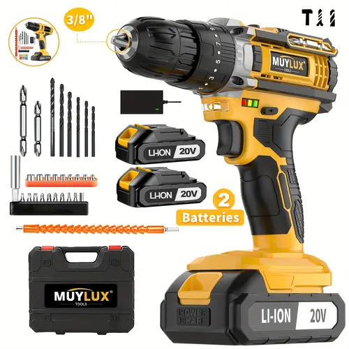 20v cordless drill set drill with 3 8 inch keyless chuck 18 3 clutch electric drill torque 45nm 2 variable 0ah batteries and fast charger
