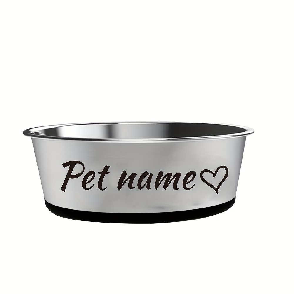 TEMU Customizable Stainless Bowl With Non-slip Bottom - Personalized Feeding Dish For Food & Water, 4 Sizes (small, Medium, Large) & 5 Stylish