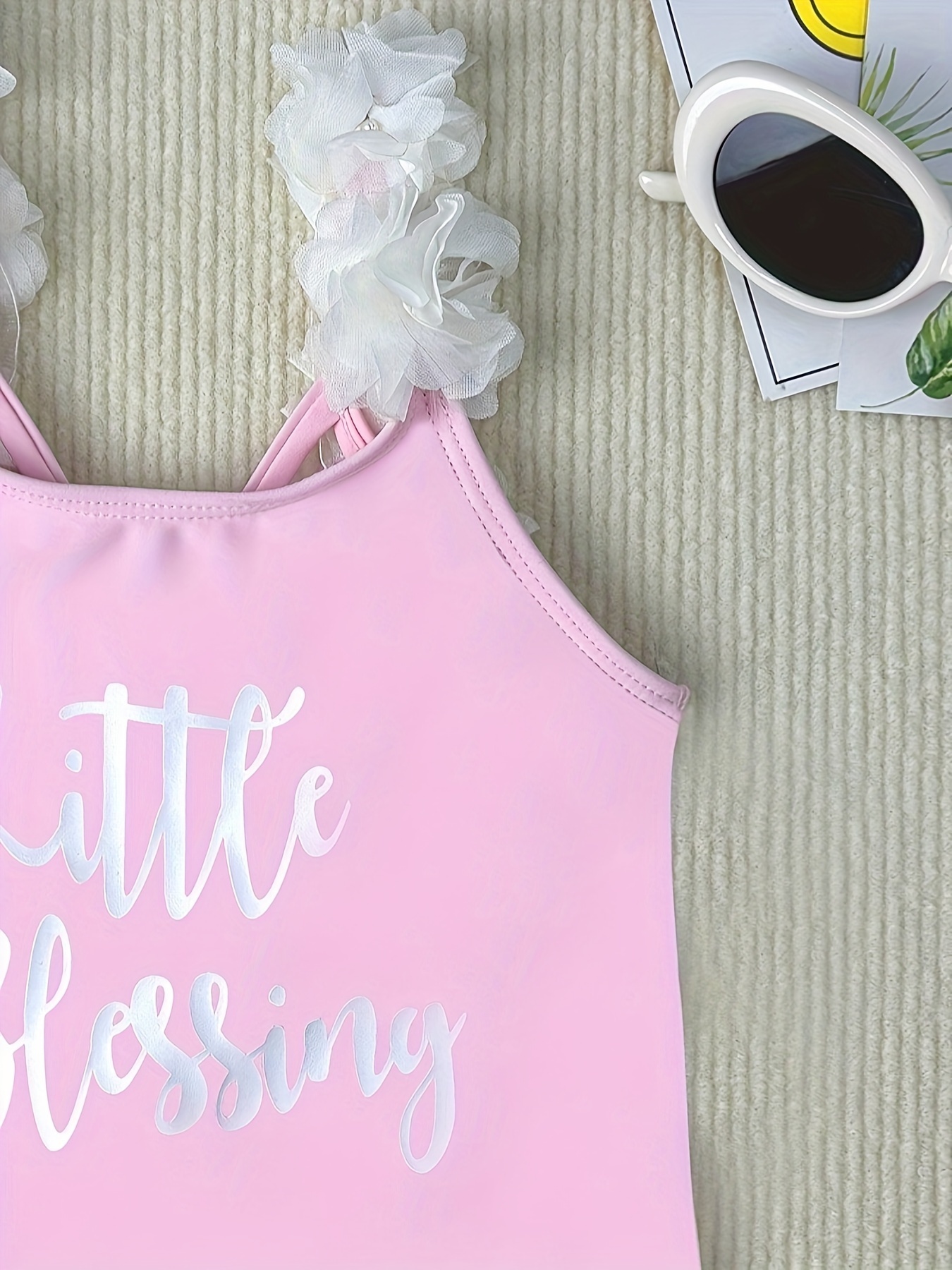 Ropa de baño linda con letras para niñas, traje de baño de una pieza sin  espalda, traje de baño para piscina, vacaciones, playa, ropa de playa