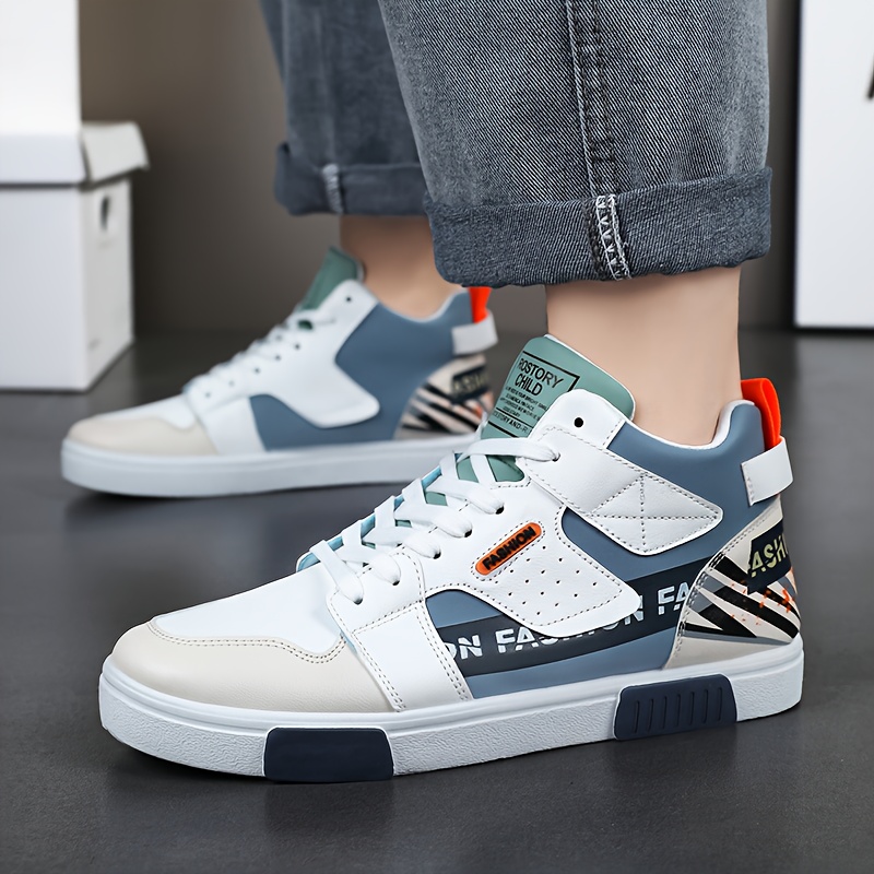 Zapatillas de skate de media caña con bloques de color a la moda para hombre, con una suela suave, duradera y ligera, perfectas para deportes y running. Zapatillas casuales de moda que son cómodas e ideales para primavera y otoño.