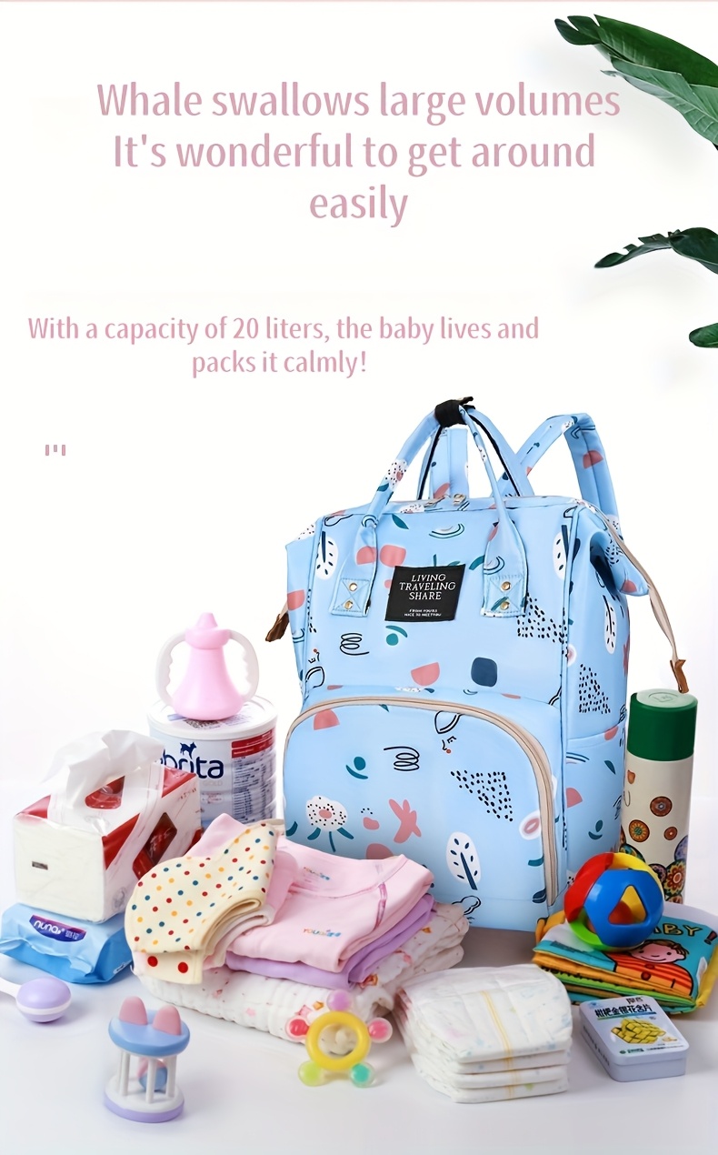 Mochila y Bolso Maternal Multifuncional de Gran Capacidad | Estampado Lindo, Tela Oxford, Color Mezclado, Bolso de Espera para Madres Expectantes