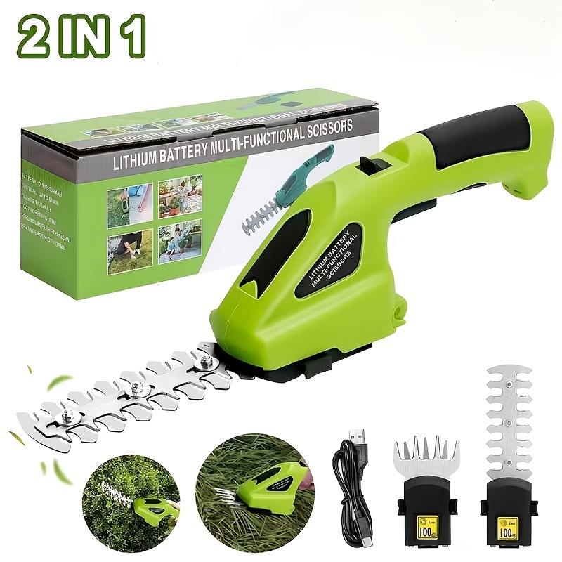TEMU Wireless 2-in-1 Lawnmower And Shrub Trimmer, Portable Electric Hedge Trimmer, Electric Hedge Shears, Rechargeable 2-in-1 Lawnmower, Lithium
