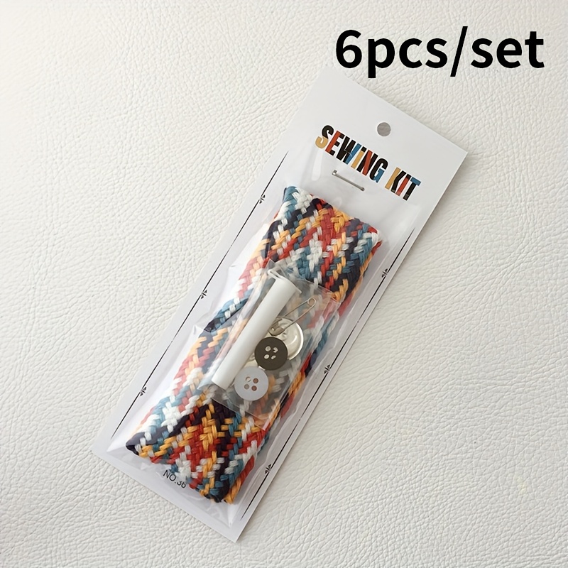 TEMU 6pcs/set New Household Portable Multifunctional Needle And Thread Kit, Sewing Repair Tool Set With , Buttons, Needles, Thimble, Safety Pins,
