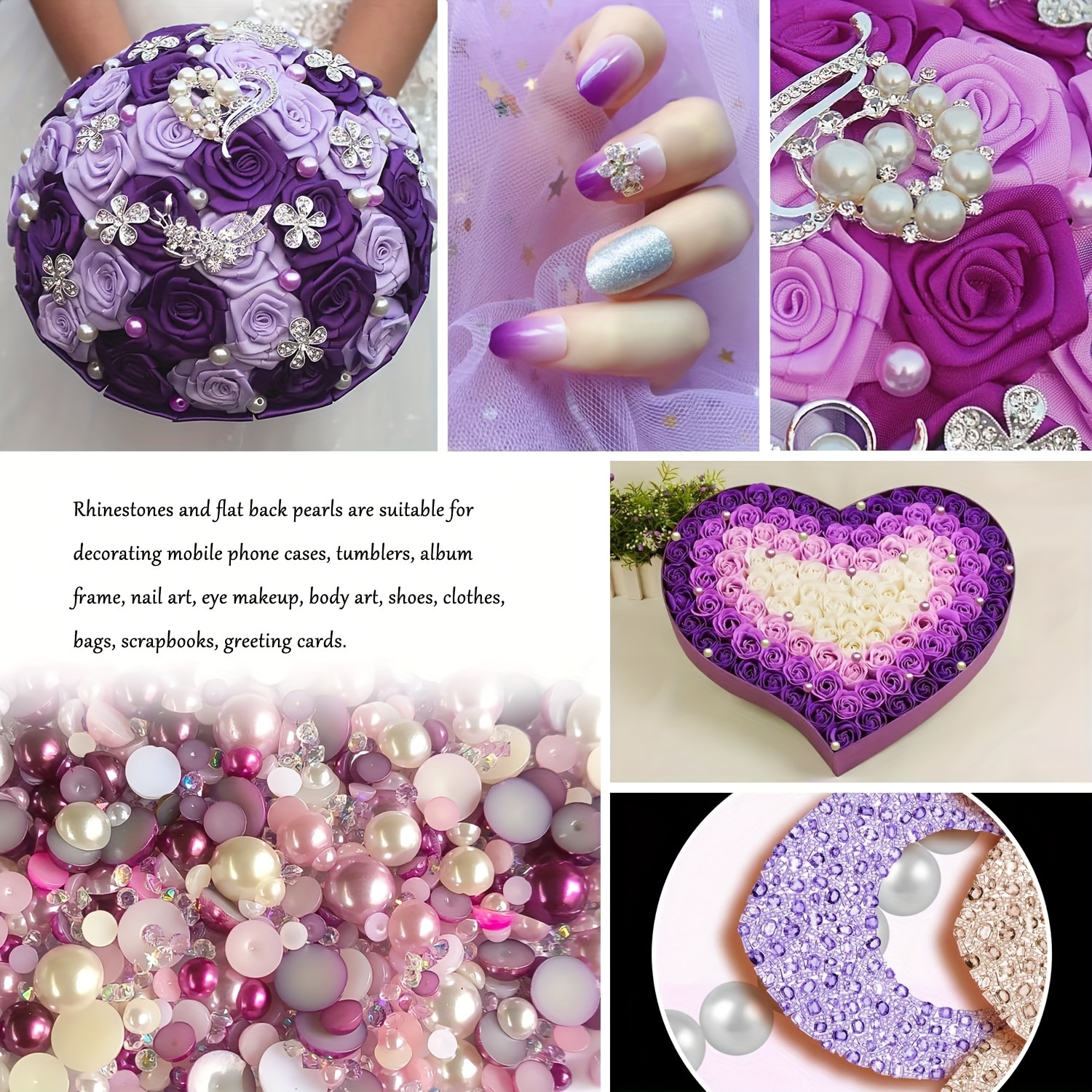 Craft Supplies Mixed Green Resin Rhinestones & Half Pearls - 50g DIY Craft Decorations 3mm-10mm Tumbler Decorating Supplies