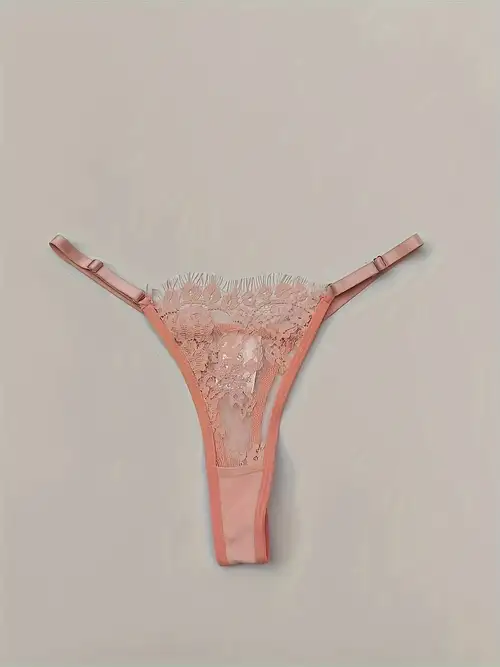 Sexy Lace Thong Panty Ring Linked Low Waist Semi sheer - Temu Canada