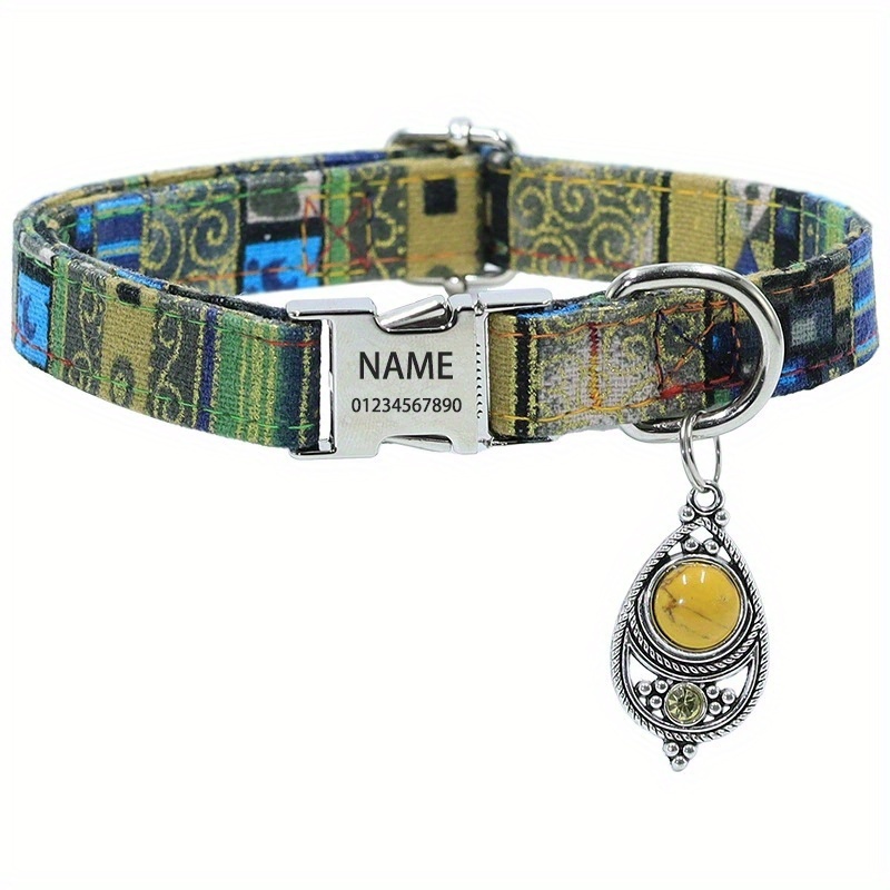 TEMU 1pc Multicolor Pendant, Customizable Collar | Bohemian , Vintage Style, Identification And Anti-loss, Adjustable, Perfect Gift For Pets,