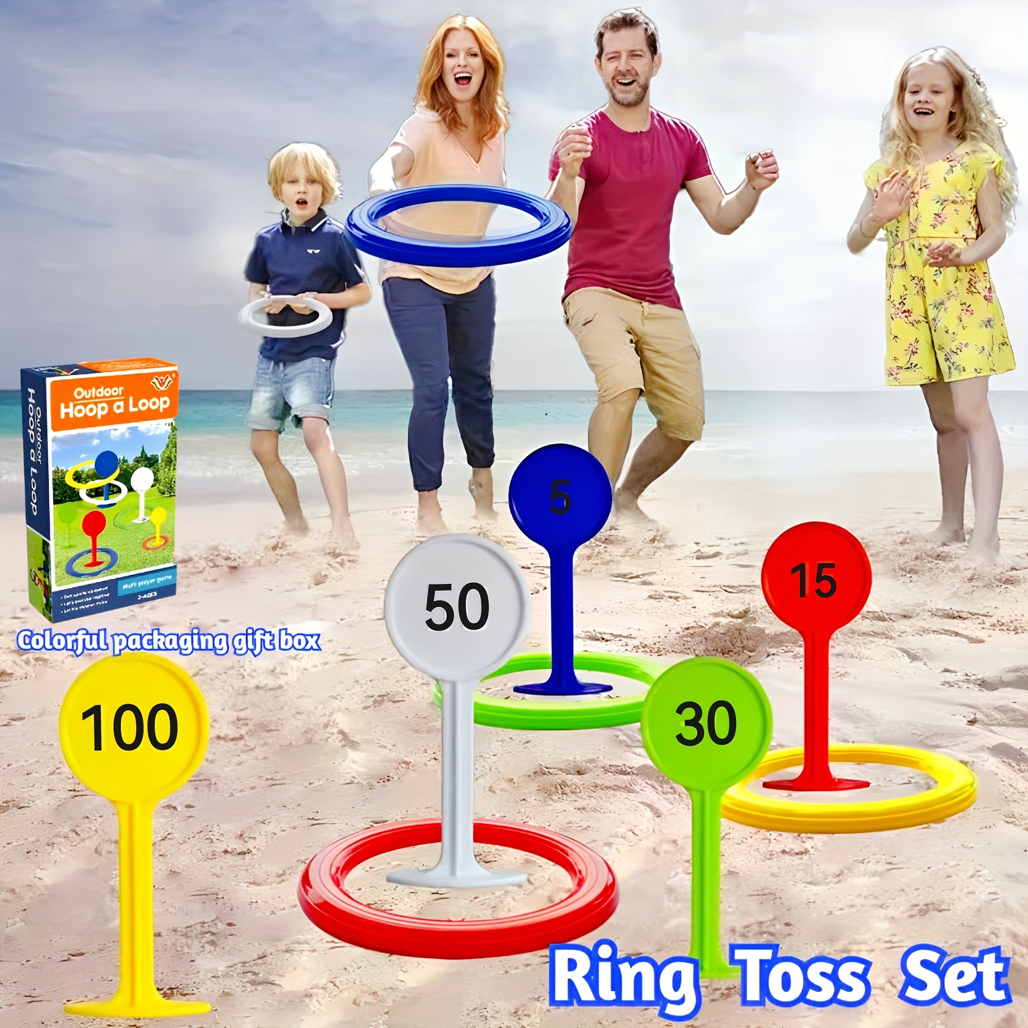 

Fun Outdoor Sports Game Set For Kids & Adults - Rainbow Throwing Rings For Beach, Garden, Lawn & Backyard! Christmas, , Thanksgiving Gifts