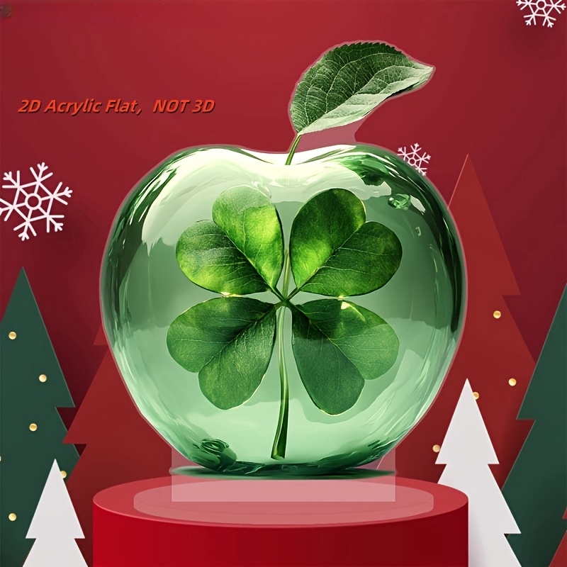 

1pc 2d Flat Acrylic1 Pk., "health And ", Green Acrylic Table Decoration Suncatcher With Pedestal Multi- Collection Display Perfect Gift Thanksgiving Gift Happy San Patolik Day