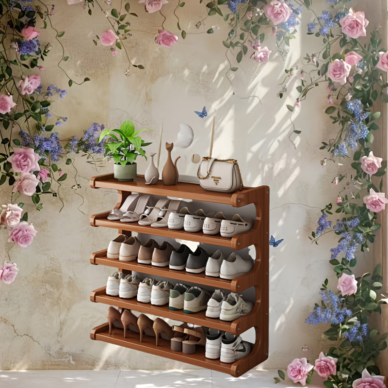 TEMU High-luxury Bamboo Shoe Rack Multi-room Type Assembled . 5-storey Storage Cabinets Are . Shelf Is For Houses.