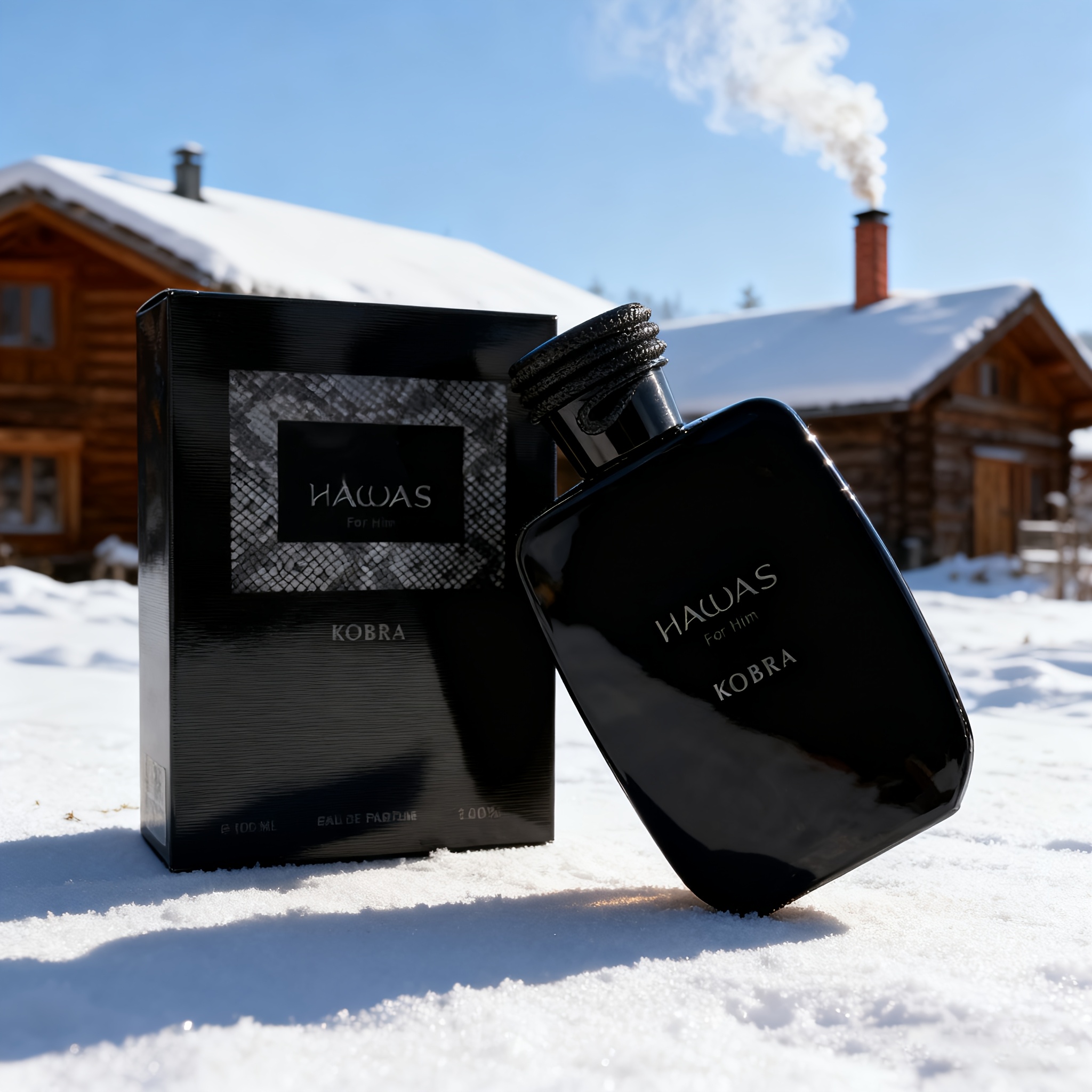 HAWAS KOBRA Parfum pour Hommes - Fragrance Persistante à Base d'Herbes et de Bois, Cologne de Niche Luxueuse et Sans Alcool, Idéal pour Hommes, Cadeau de Vacances Parfait, Capacité de 3,4 fl.oz, Parfum Beige Clair