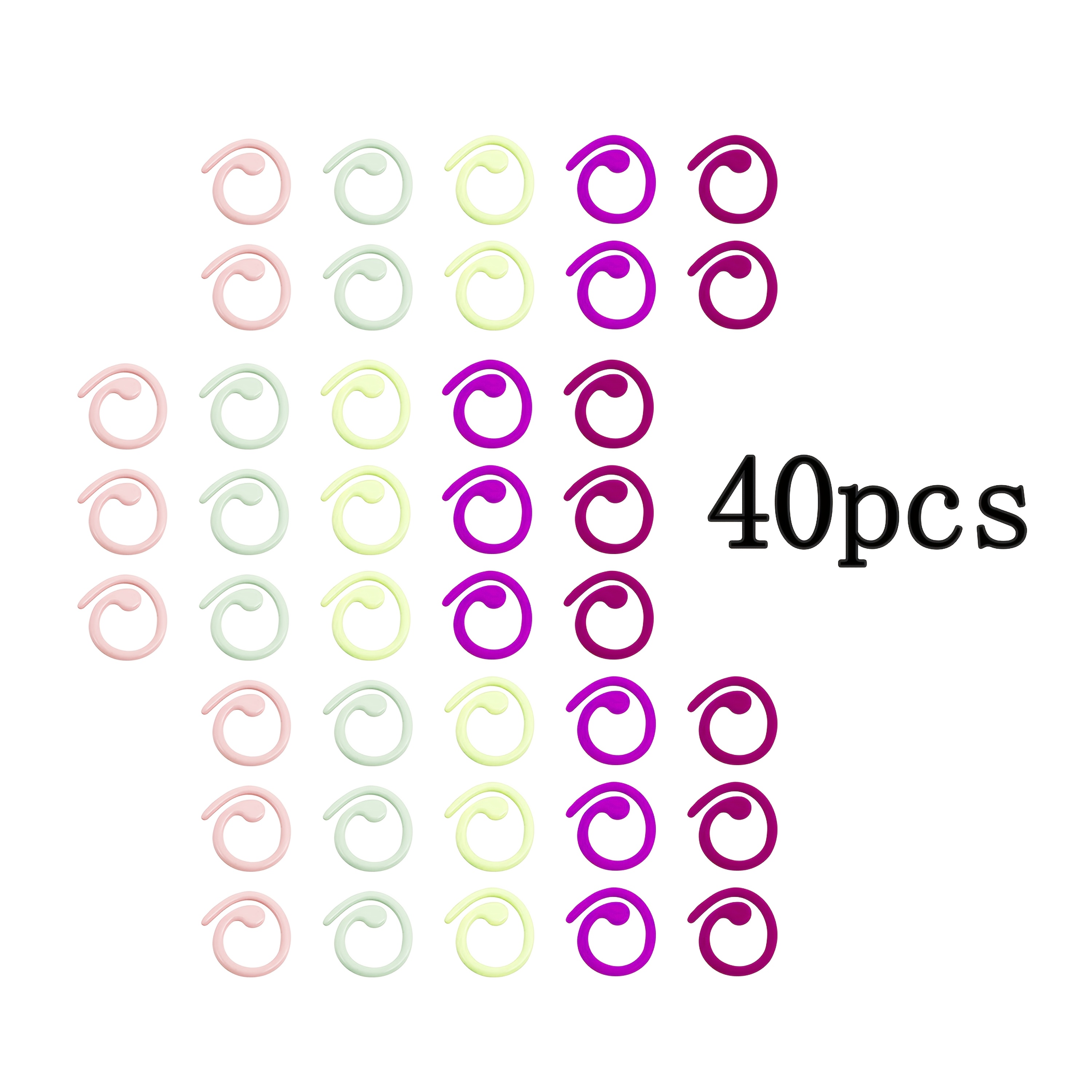 20/40pcs Colorful Markers With Hooks, Stoppers For Crochet, Knitting Accessories, Knitting Rings For Crochet Markers, Knitting Sewing Markers, Spiral Metal Marker Clasps
