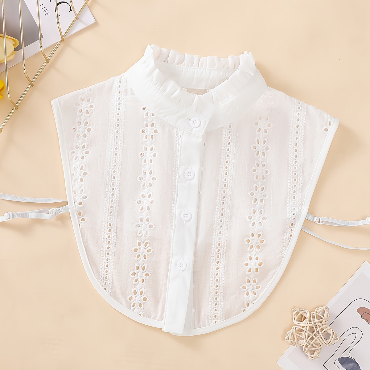 Image of Women's Hollow-out Breathable Detachable Fake Collar, Fashion Collar For Professional And Casual Wear, Versatile Design