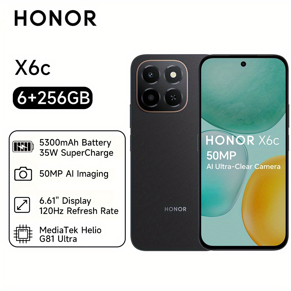 HONOR X6c 6+256GB | Batería de 5300mAh, SuperCharge de 35W, Imagen AI de 50MP, Pantalla de 6.61'' a 120Hz, Resistencia Extrema a Caídas y Agua, Android 15, Smartphone 4G, Versión Global