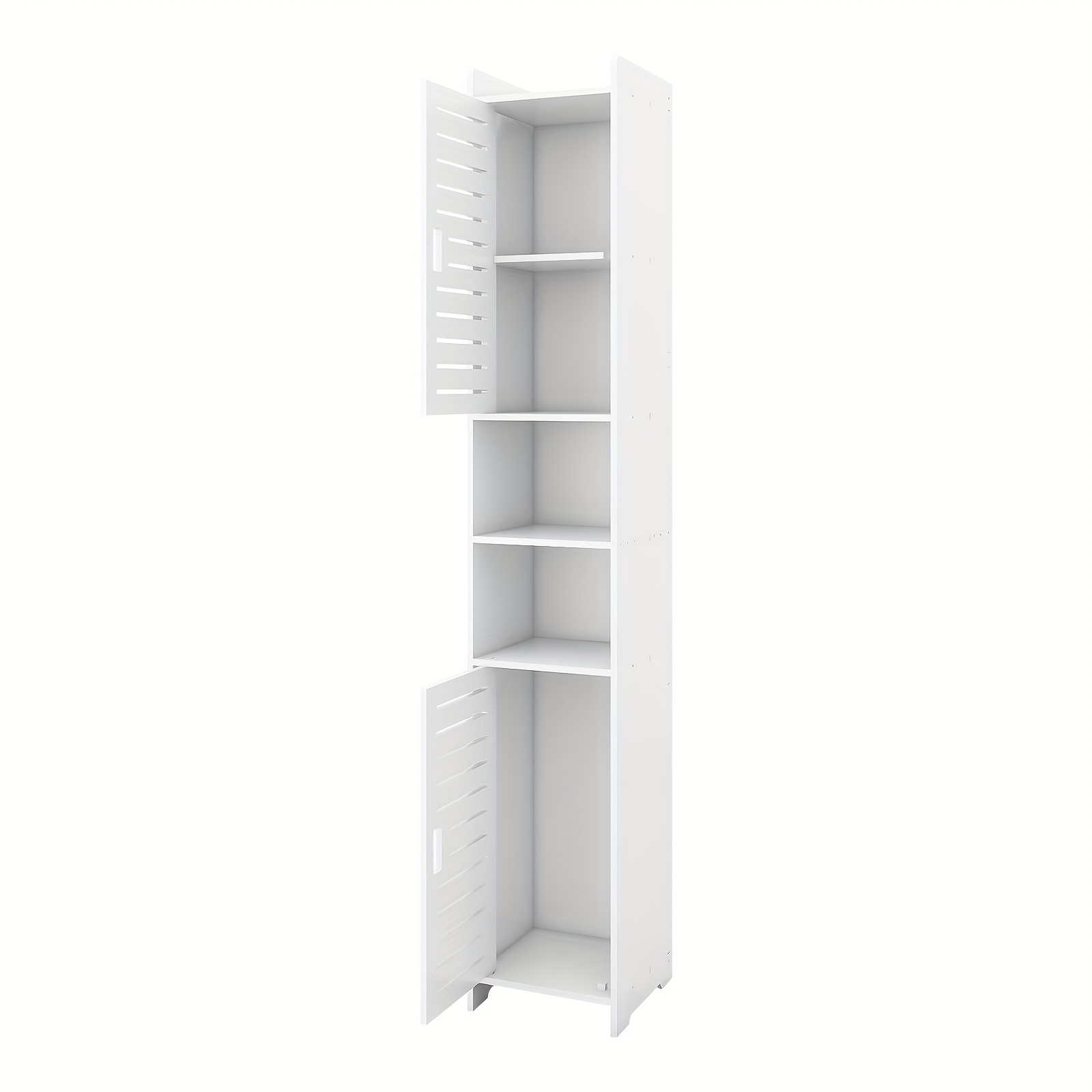 Image of Bathroom Cabinet, Freestanding Bathroom Cabinet With Storage Compartments, Suitable For Bathroom, Bedroom, Kitchen, Living Room, 26x22x117cm, White
