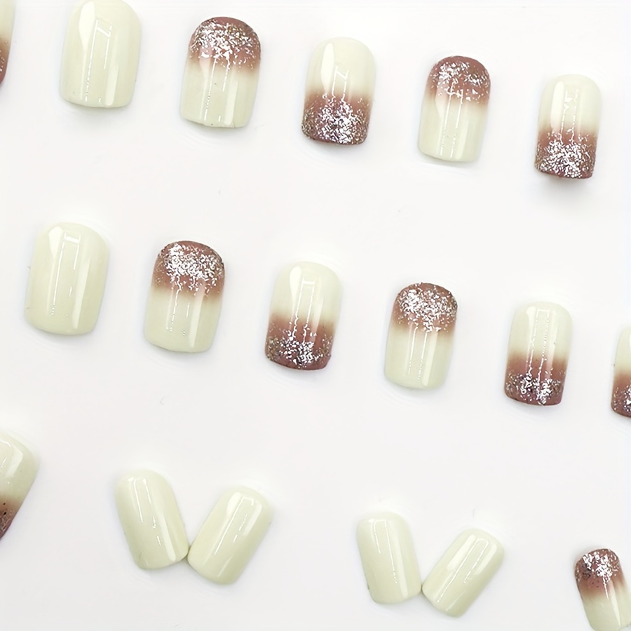 24pcs box short square wearable nail glitter - Temu Mauritius