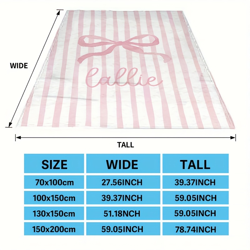 Customizable Pink Bow Print Flannel Blanket