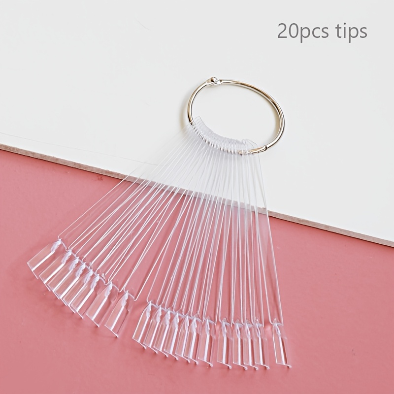 TEMU Bâtons d'affichage pour ongles, échantillons de faux ongles, pointes d'ongles, affichage de vernis à transparents, couleurs naturelles, planche