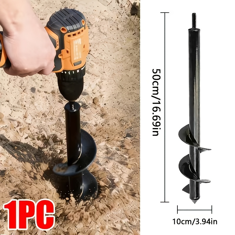 TEMU Spiral Drill For Planting | Heavy-duty Steel Garden Auger, Suitable For Planting/drilling, Made Of Metal, Sturdy And Durable, Labor-saving Tool