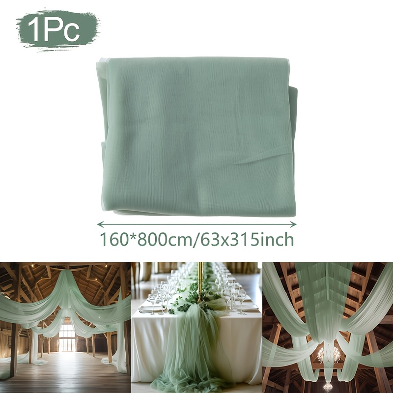 E-shop 1 Stück Grüner Gaze-Vorhang, Transparente -Stoff für Hochzeiten, Valentinstag & Weihnachten, Vielseitige Polyester-Dekoration