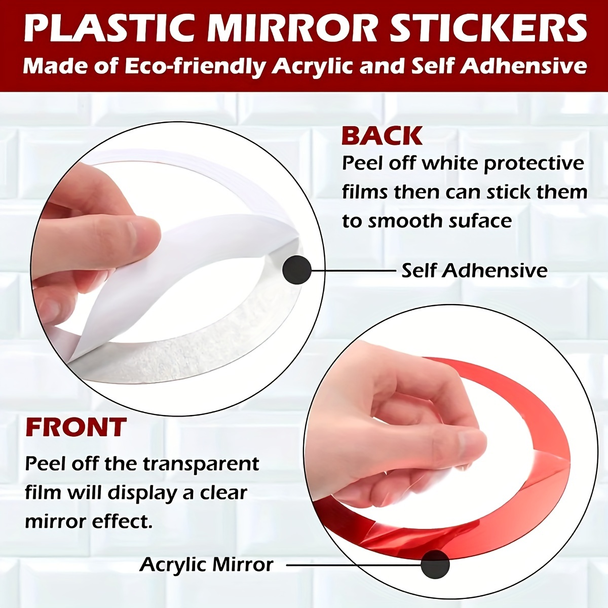 Lot De 24 Stickers Miroirs Acryliques Hexagonaux - Autocollants Muraux Amovibles