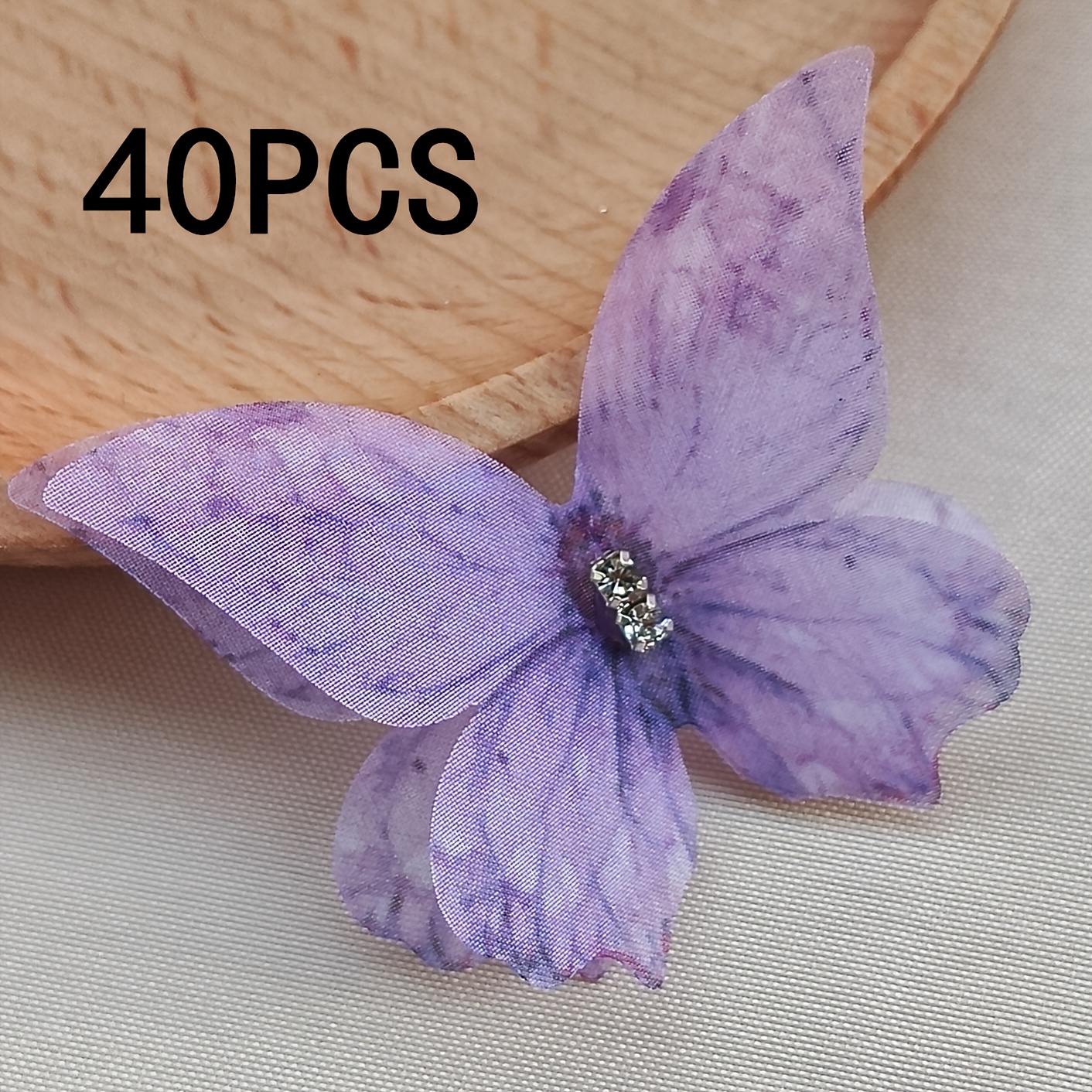 TEMU 40pcs Elegant Mesh Multicolor Appliqués - 3d Handmade Fabric Patches Suitable For Hair Clip, Wedding Dress And Clothing Embellishment, Hair