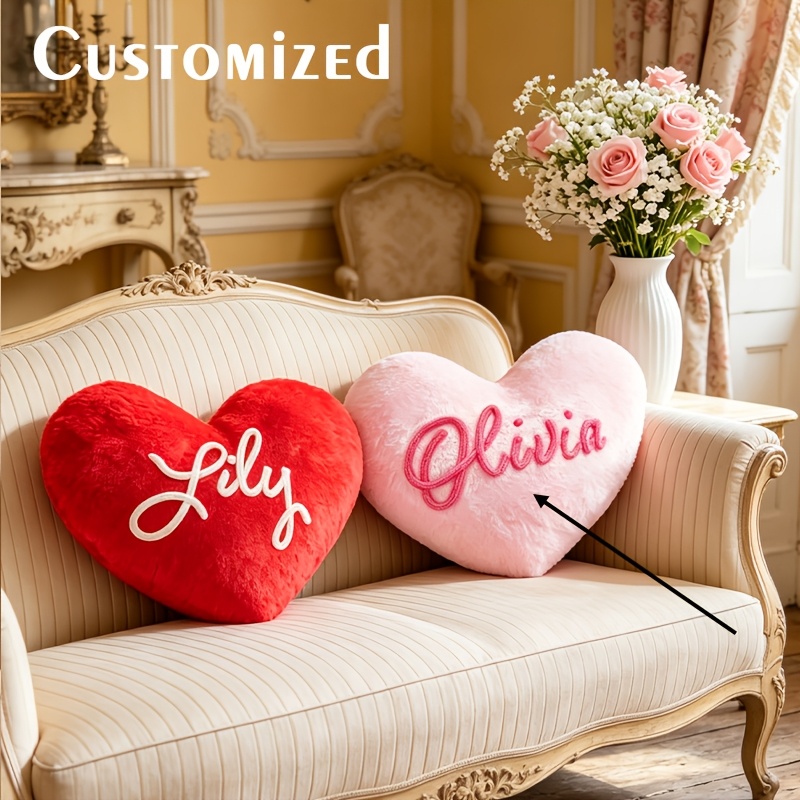 TEMU Custom Pillow, Custom Heart Pillow, Personalized With Name, Multi-colors , Lightweight, Heart-shaped Cushion, Sofa Cushion, Resting Pillow,