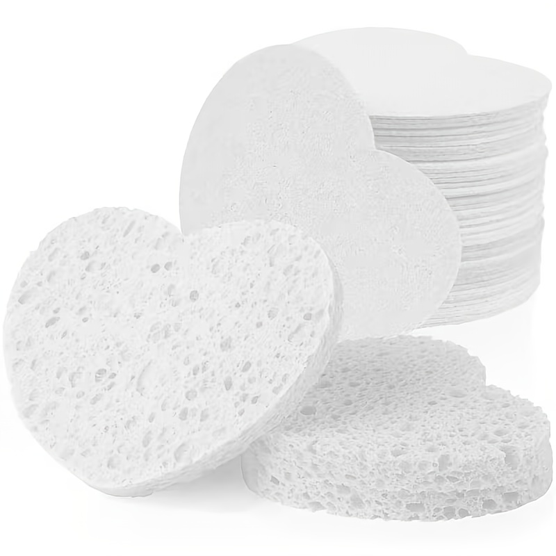 36/48pcs Heart-Shaped Compressed Facial Sponges for Cleansing