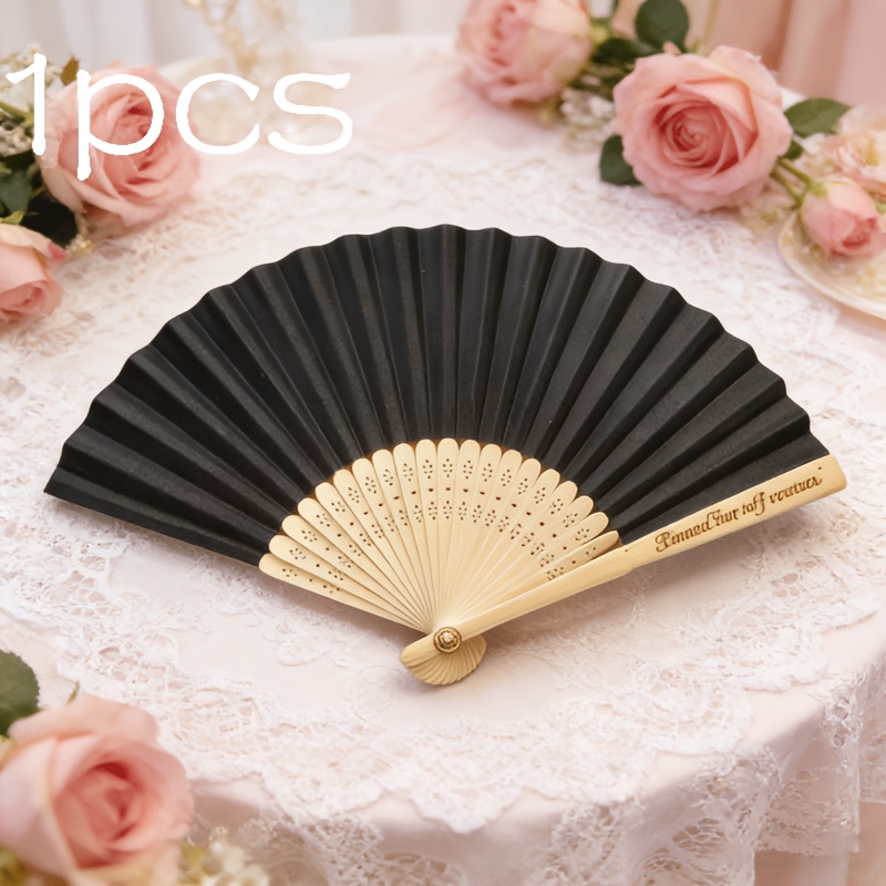 TEMU Custom Personalized Laser Engraved Wooden Folding Fan, Guest Wedding Return Gift, Bridal Party Supplies, Bridal Shower Gift, Guest Souvenir,