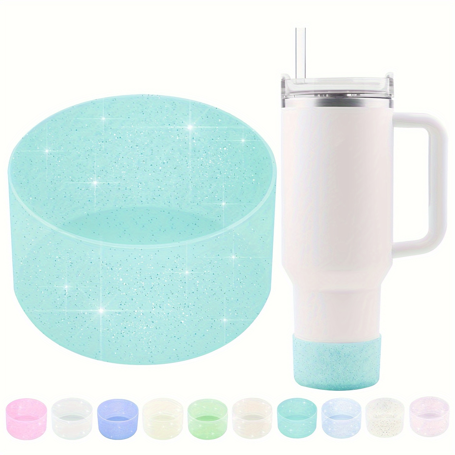 

1pc Silicone Glitter Cup Sleeve, Compatible With 20-40oz Water Cups And 12-24oz Hydroflask Water Bottles, Glitter Cup Bottom Sleeve Suitable For More Bottles/water Cups With Bottom Size 2.83-2.95in