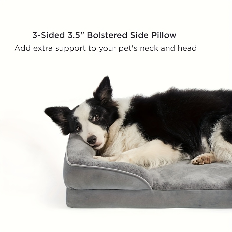 large dog bed with memory foam rectangular polyester pet bed for deep sleep assembled gray ideal for small medium and large breeds comfortable dog bed   bed durable dog bed dog beds Product details 2