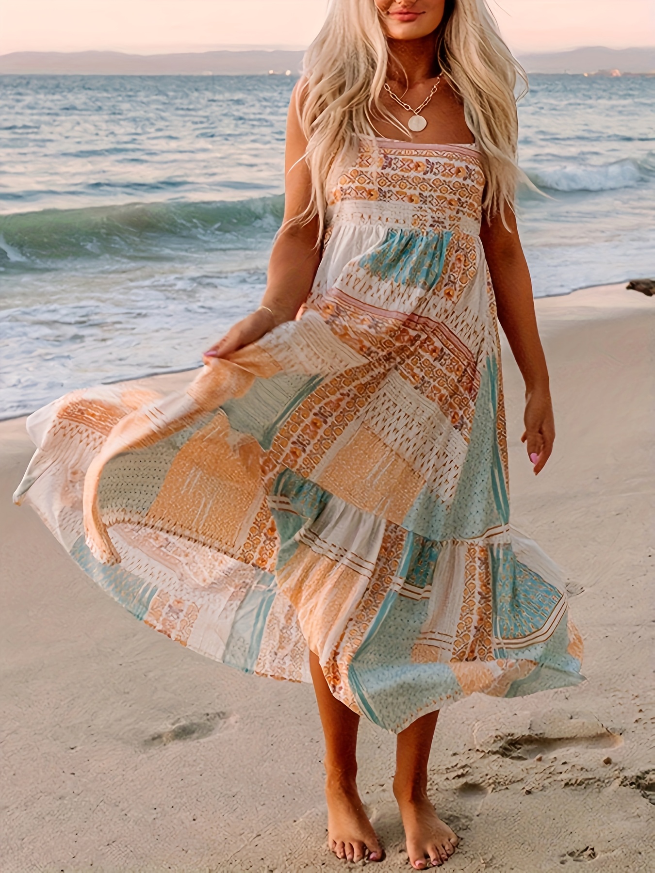 flowing beach dress Ruffle Maxi Dress, Long Flowy Beach Cotton Dress, Beach Bride